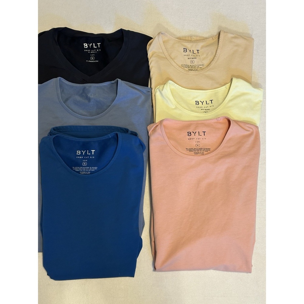 BYLT Premium Basics T Shirt Mens XL Lux Drop Cut Short Sleeve Bundle Lot of 6